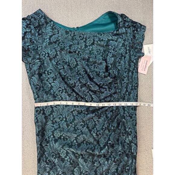 NWT Oleg Cassini Formal Dress Full Length Lace Glitter Green Size 18W - Picture 6 of 10